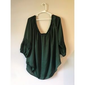 Forever 21 green off the shoulder long sleeve top